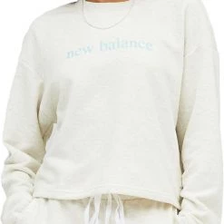 New Balance Women's Essentials Balanced Crewneck Sweatshirt For Women Sea Salt Heather