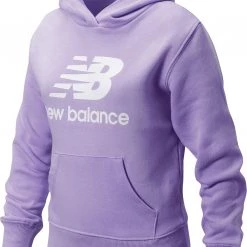 New Balance Girls' Core Performance Fleece Pullover Hoodie For Girls' Dark Violet Glo