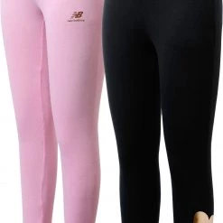 New Balance Little Girls' Knit Leggings – 2 Pack For Girls' Black/pink Lemonade