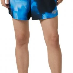 New Balance Men's Printed Impact Run 5 Inch Shorts For Men Serene Blue Print